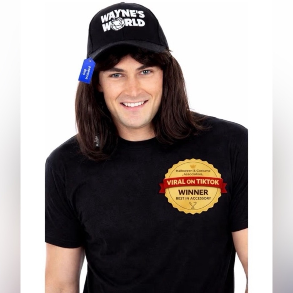 Allaura Wayne's World Wayne
Campbell Mullet Wig & Hat
Halloween Costume Set